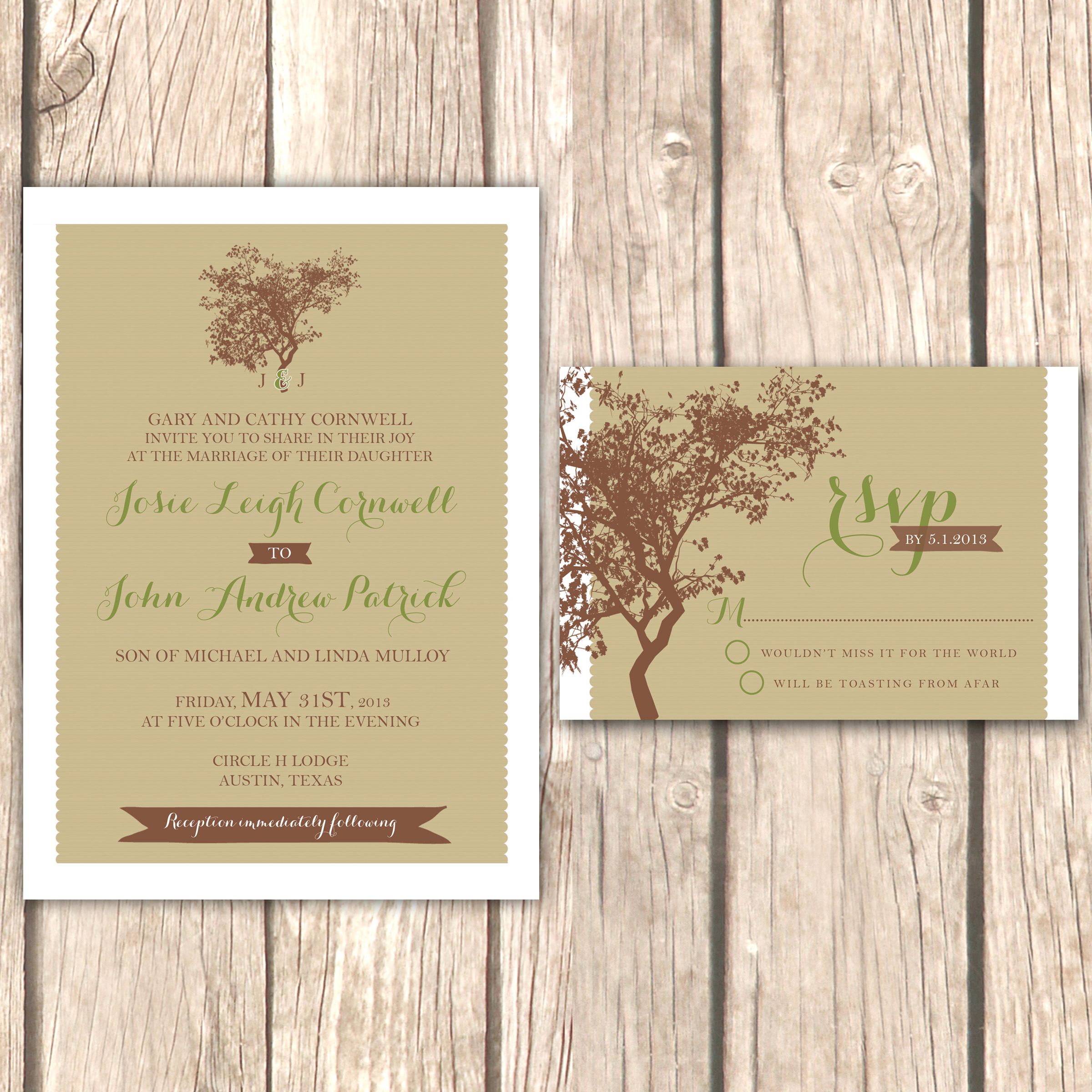 Rustic Tree Wedding Invitations