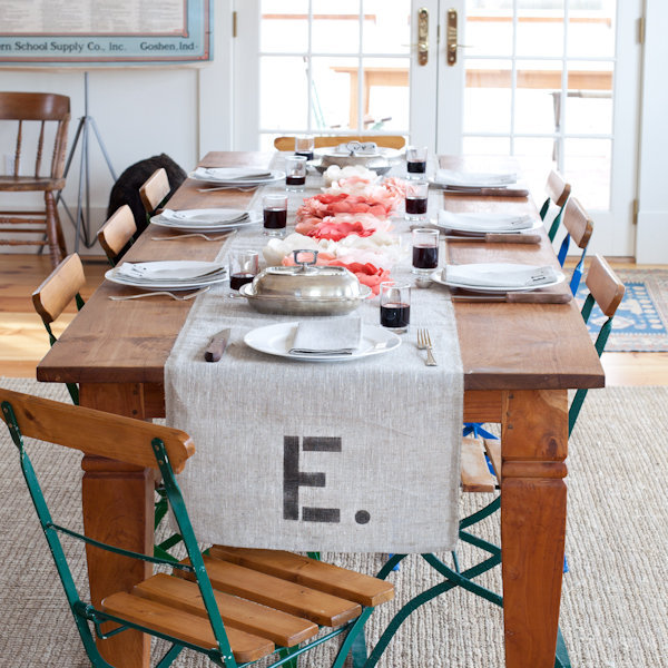 Monogrammed Burlap Table Runner Emmaline Bride