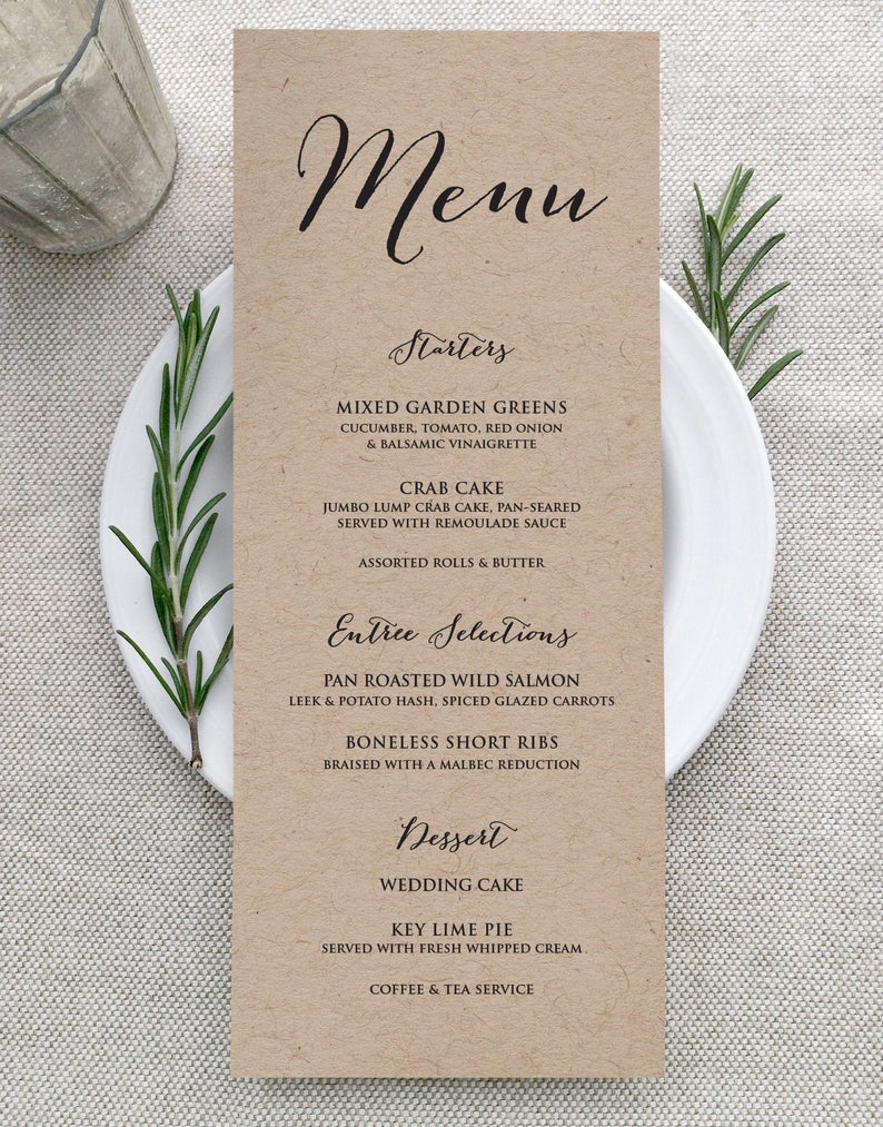 3 Places to Buy Wedding Menu Cards for Cheap Emmaline Bride