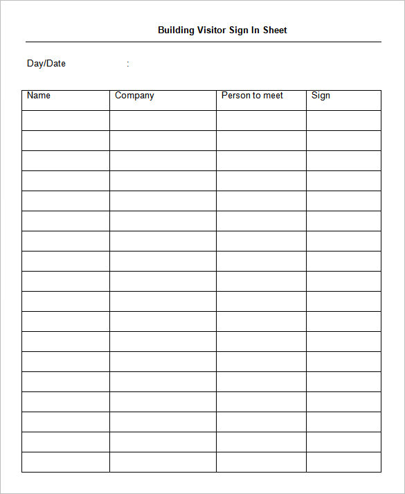 Excel Sign In Sheet