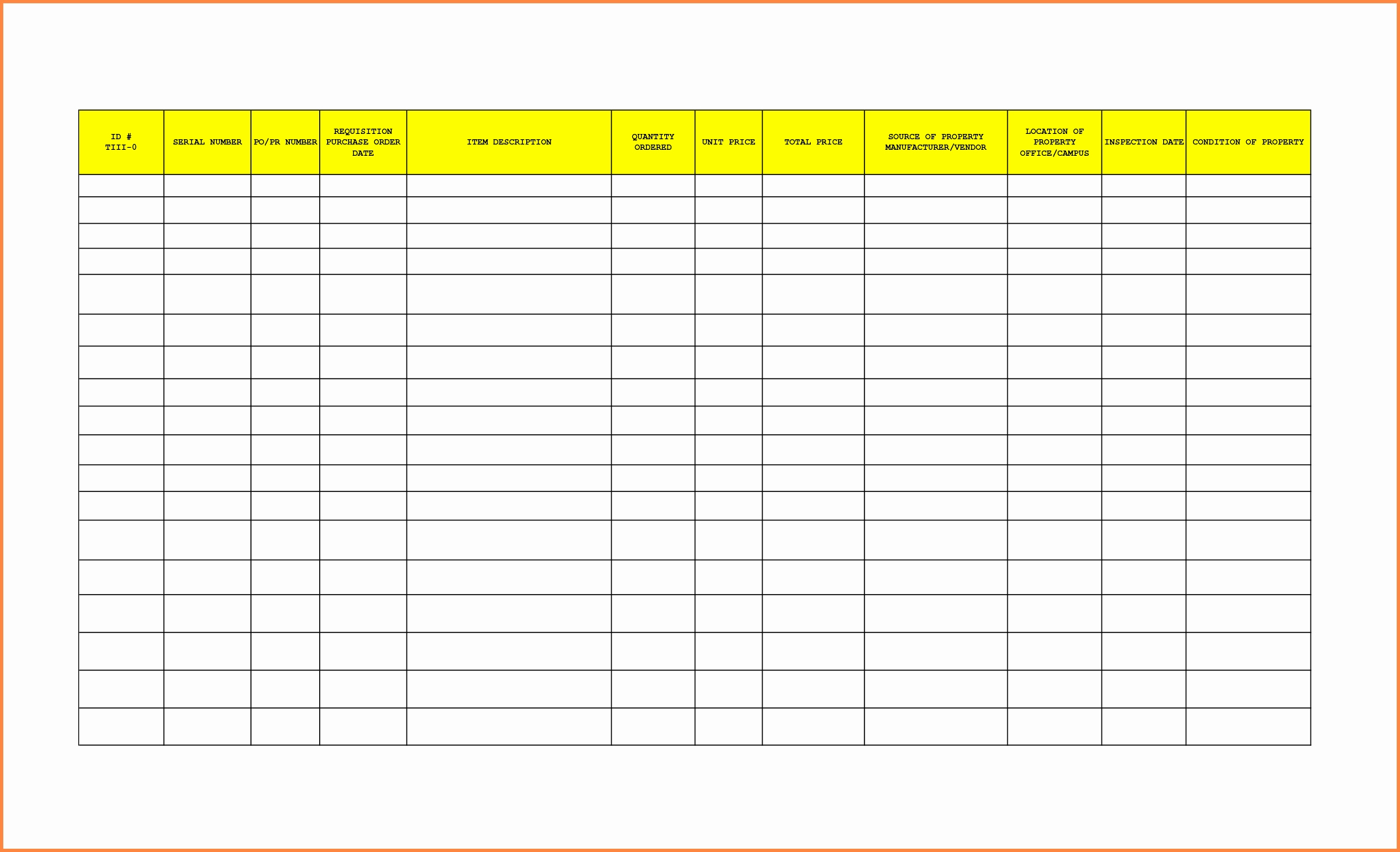 Bar Inventory List