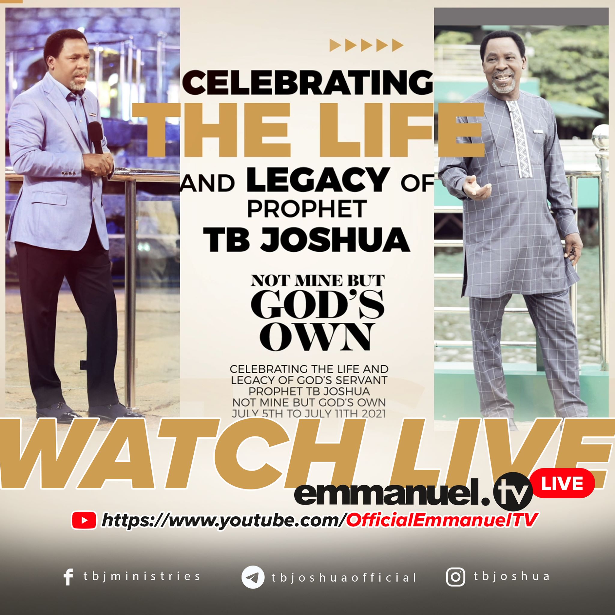 WATCH PROPHET TB JOSHUA’S ‘LAYINGTOREST’ SERVICES LIVE ON YOUTUBE