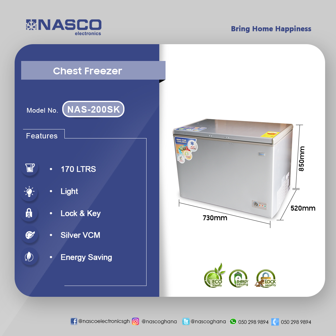 NASCO 142LTR CHEST FREEZER NAS200SK Emms Gift