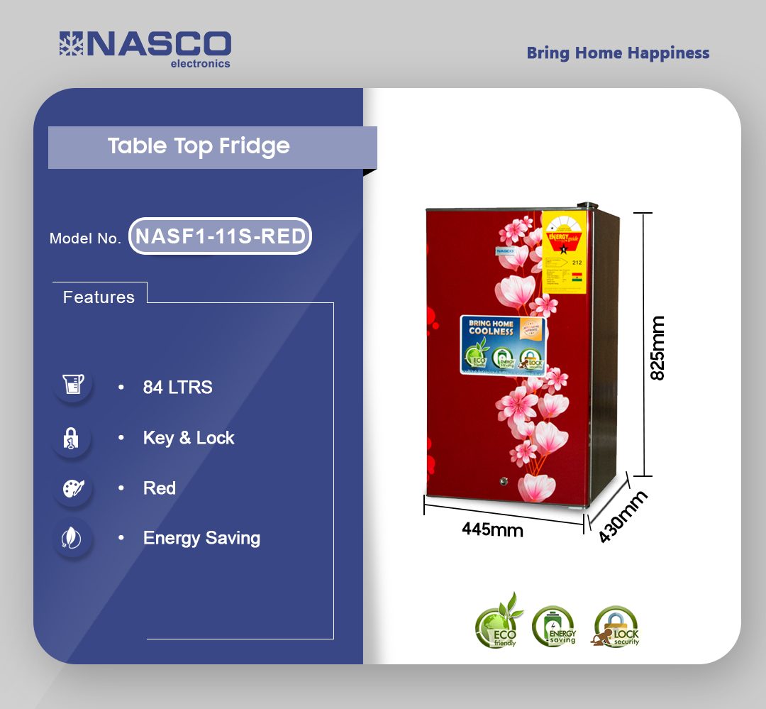 NASCO 84LTR TABLE TOP REFRIGERATOR NASF111SRED Emms Gift