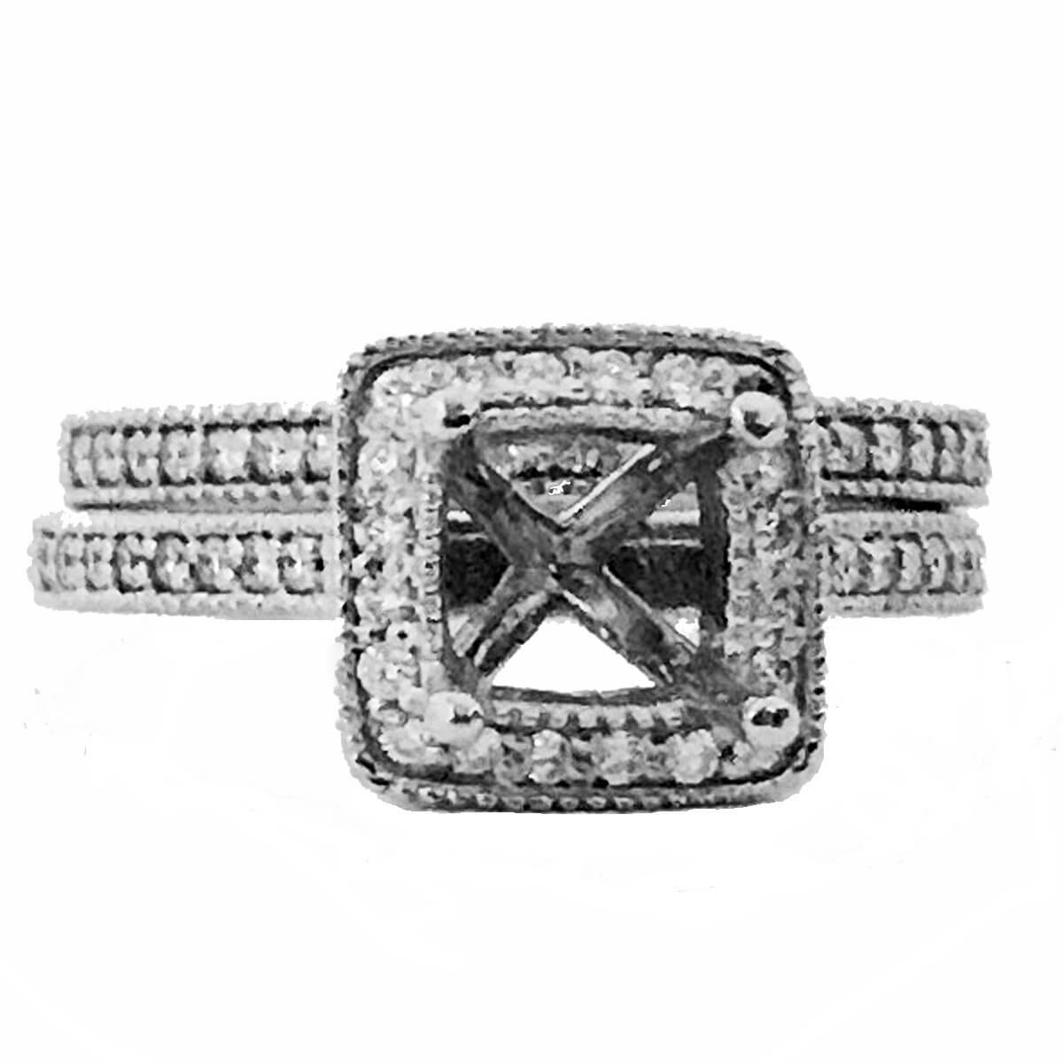 Engagement And Wedding Band Pave' Diamond Bridal Set