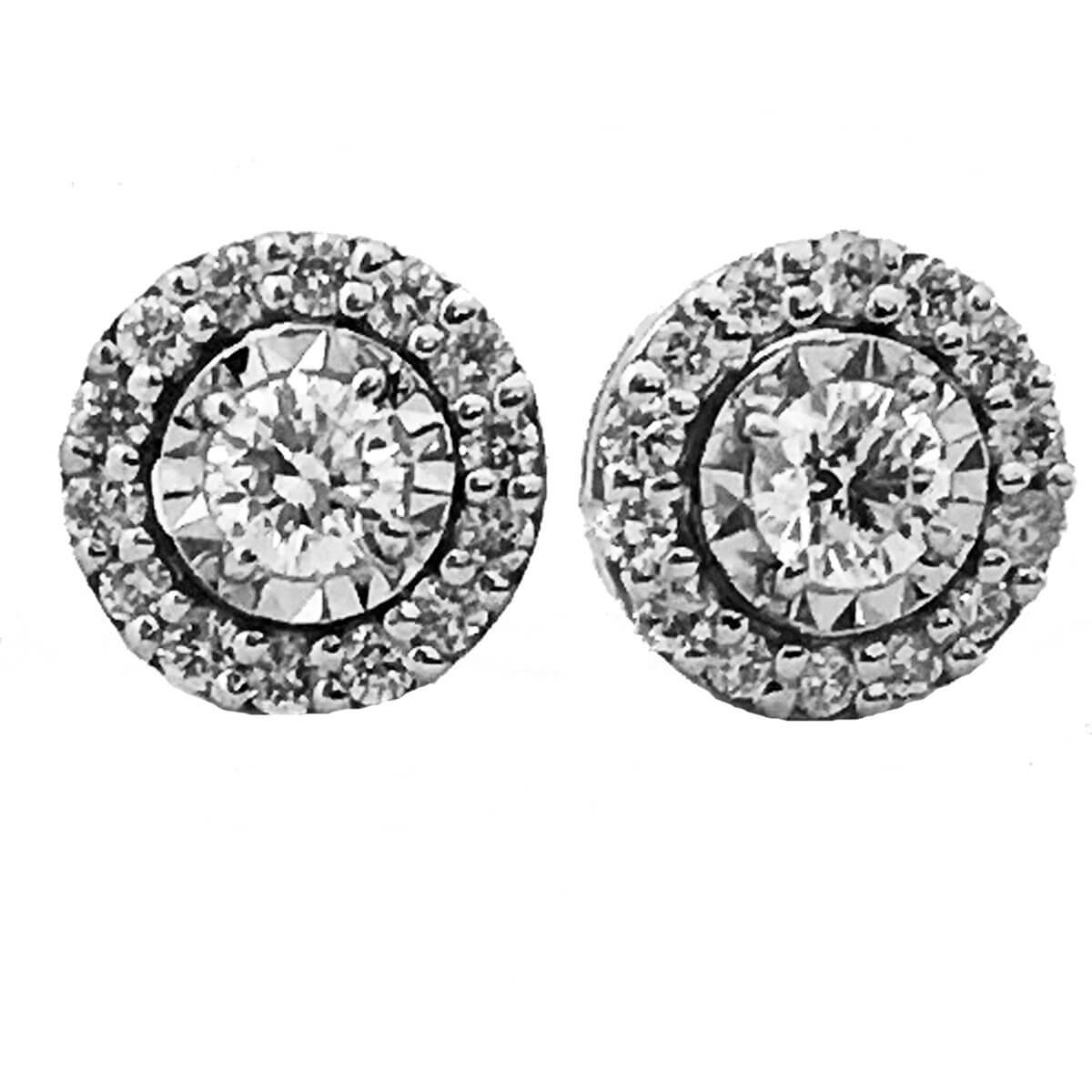 Super Dainty Illusion Halo Diamond Earrings10 Emperor Jewelry