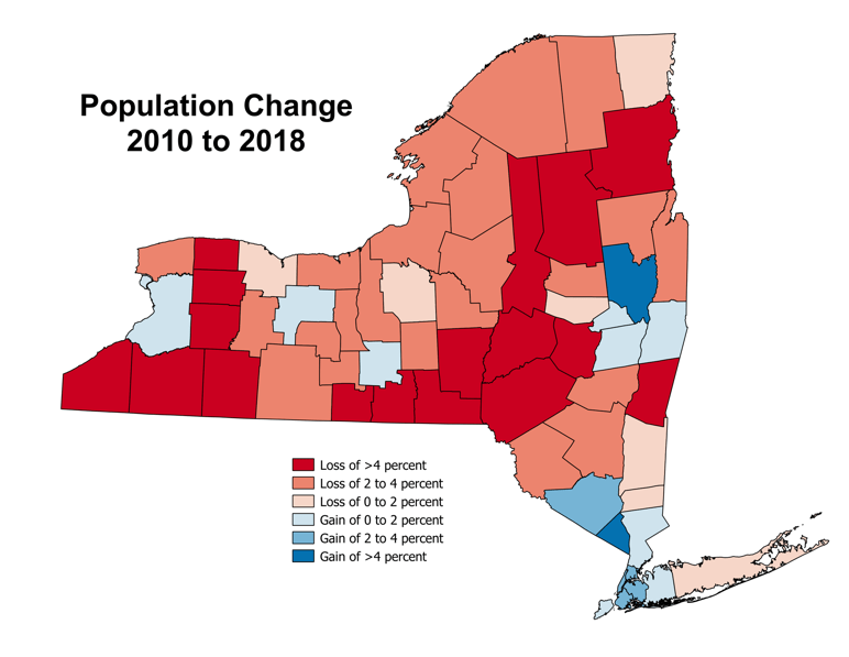 New York’s ongoing population loss was mainly downstate in 201718