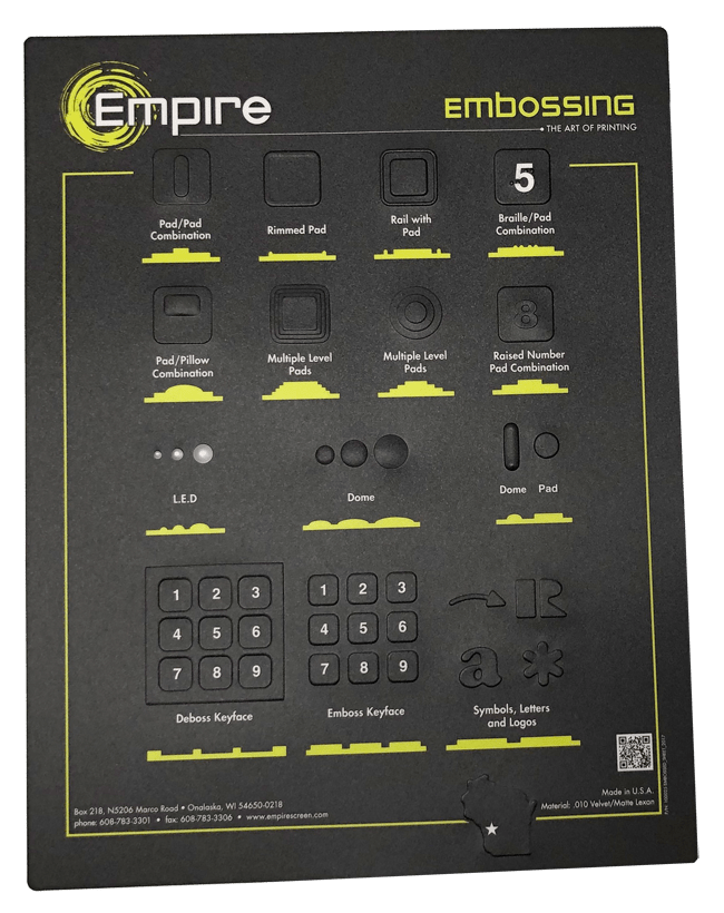 Embossing for Keypads or Braille Empire Screen Printing