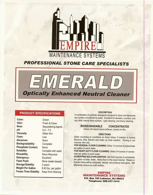 Emerald Cleaner Empire Maintenance and Stone Care