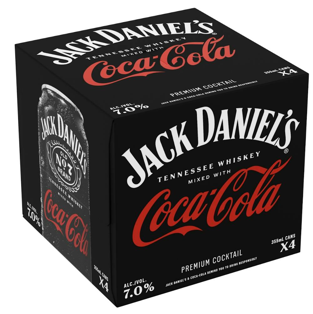 Jack Daniels Whiskey & CocaCola 4355ml Cans Ready to Go Cocktails