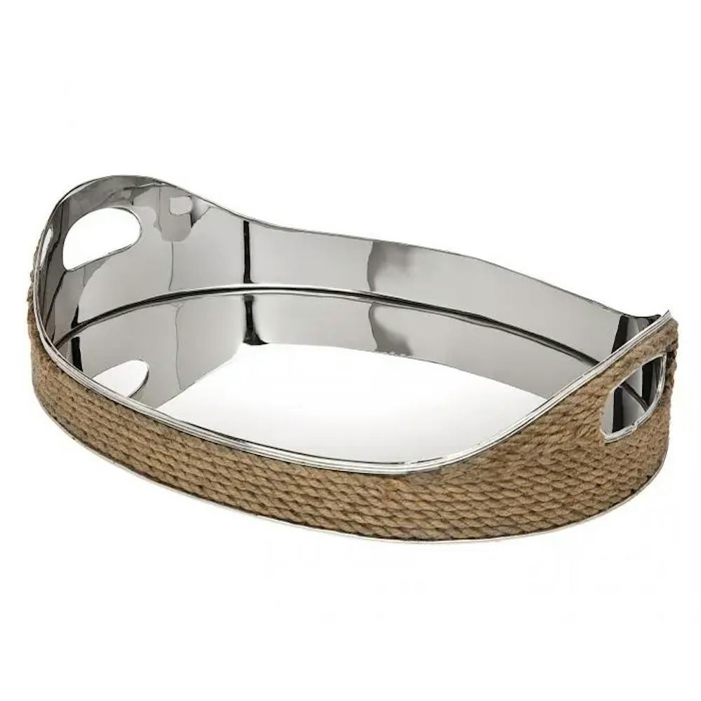 Rope Stainless Steel Bar Tray w/ Handles by Godinger Homegoods