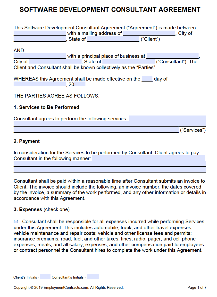 Software Development Consultant Agreement PDF Word
