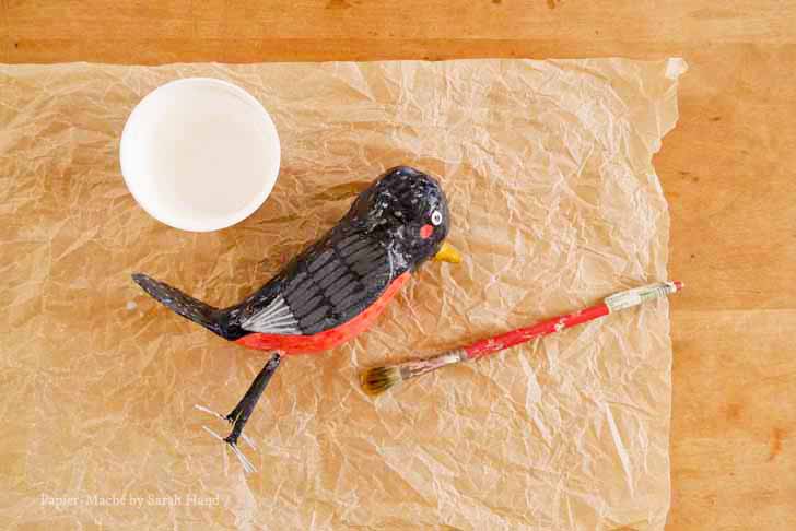 Papier-maché robin craft project by Sarah Hand