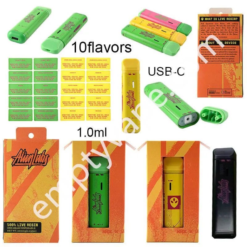 Alien labs disposable vape Pens 1ml Empty kit with packages empty