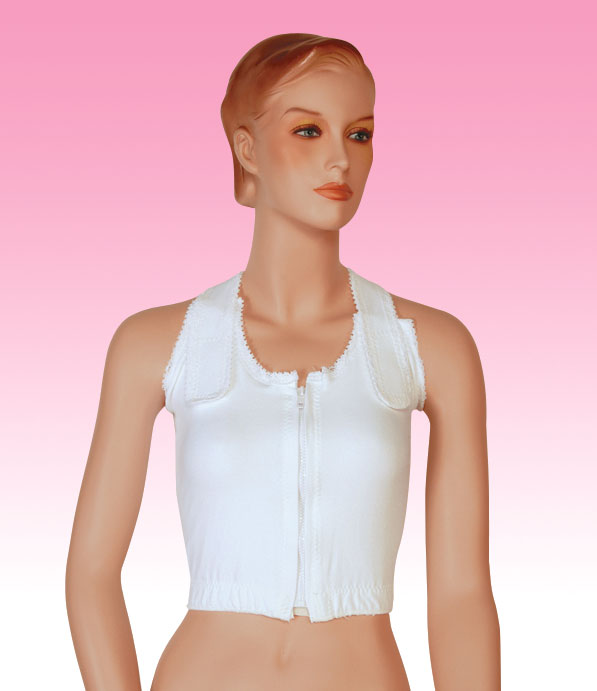 Velcro Strap Long Torso Heavy Compression Post Surgical Bra EMS