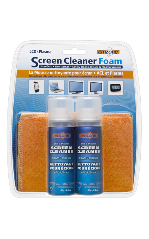 LED, LCD & Plasma Screen Cleaner Foam w/ Cloth 2 Pack 47072 Emzone