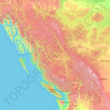 British Columbia Topographic Map British Columbia Topographic Map, Elevation, Relief