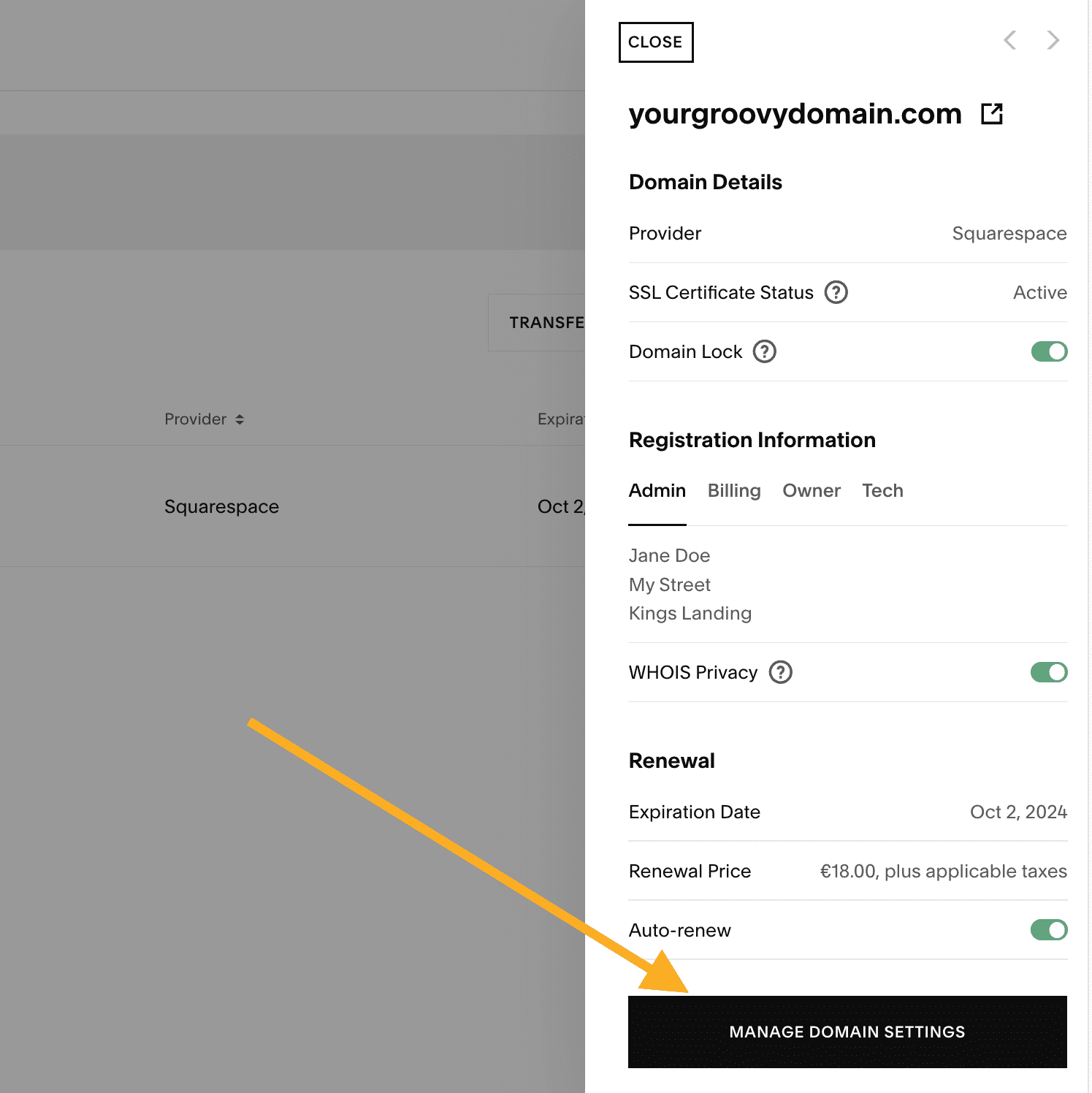 Connect a Squarespace Domain Support