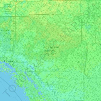 Big Cypress National Preserve Map Big Cypress National Preserve Topographic Map, Elevation, Relief