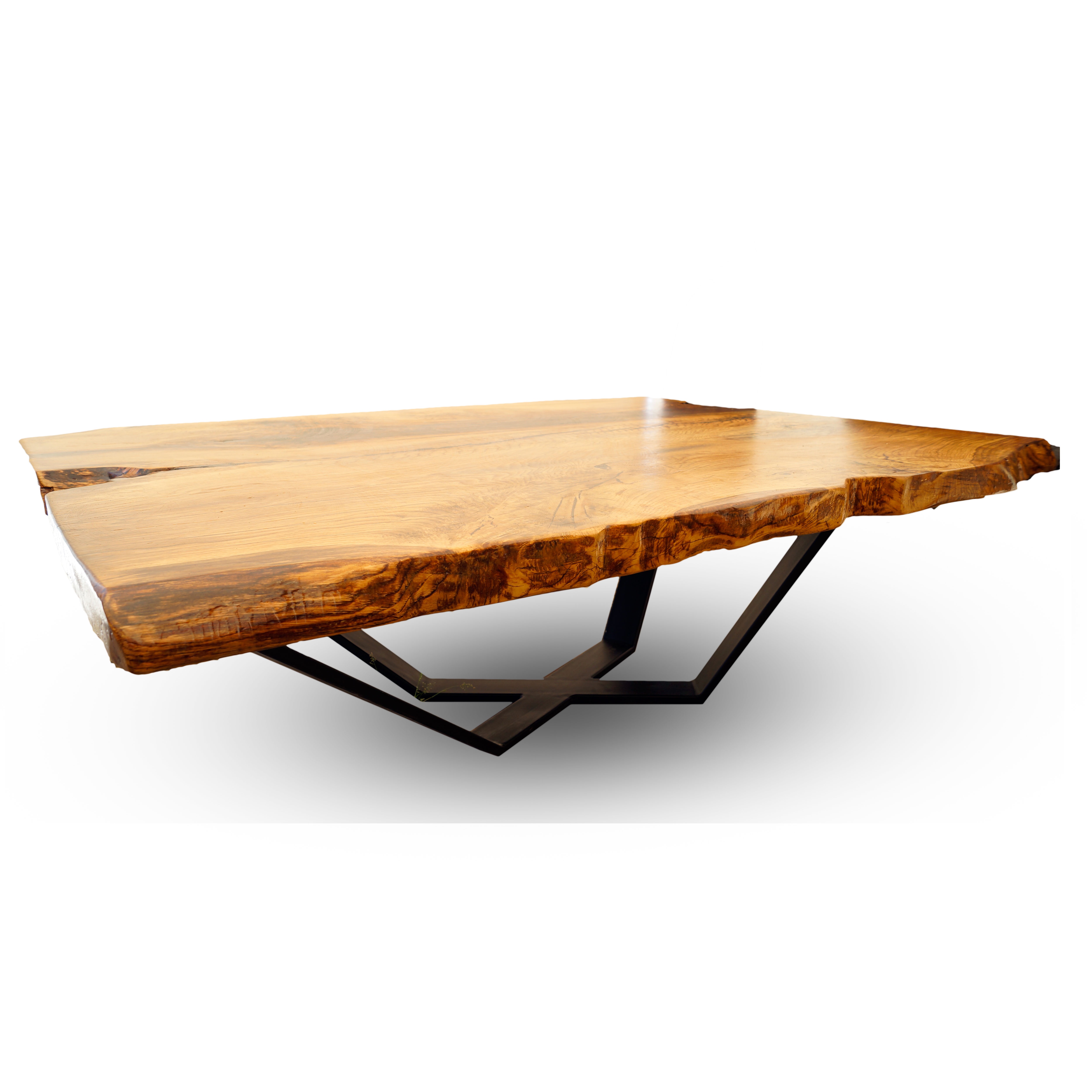 Coffee table, solid oak,resin top,black metal legs Chrobak Design