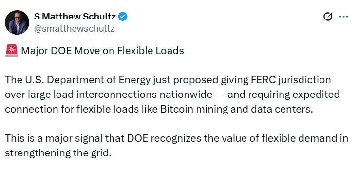 US Energy Secretary Urges Faster Grid Connections for Bitcoin Mining and AI Data Centers