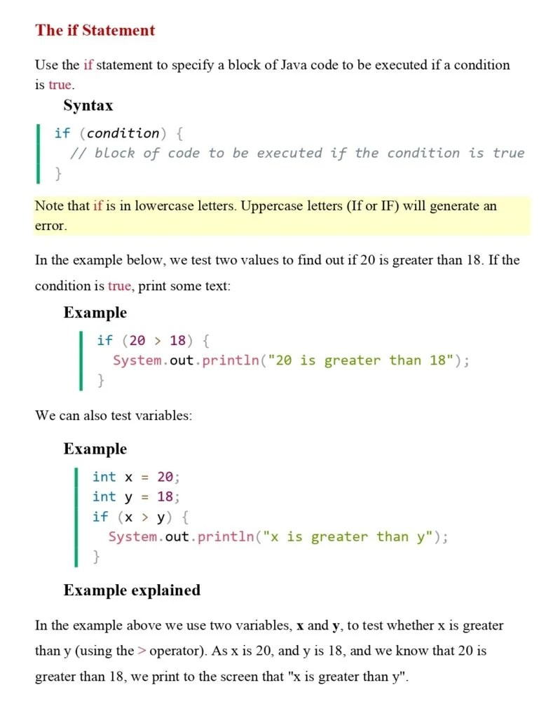 Learn Java If Else (Session 12) PDF Connect 4 Techs