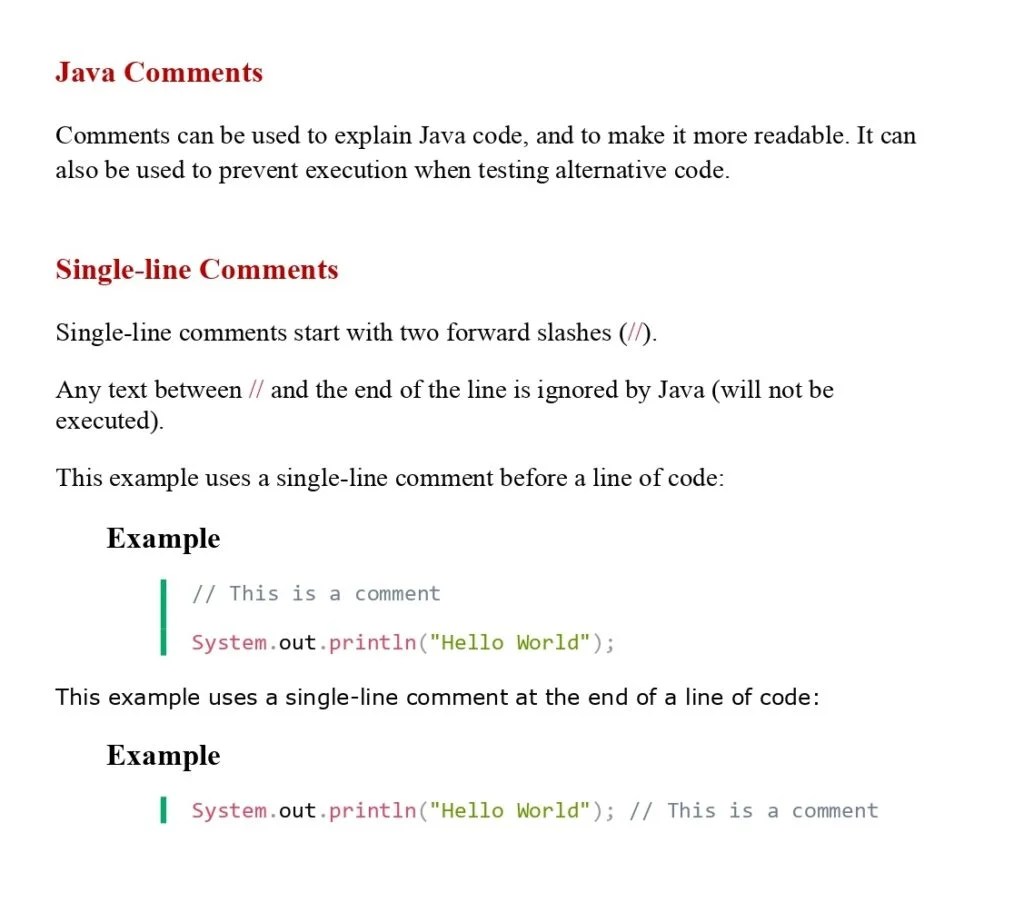 Learn Java Comments (Session 4) PDF Connect 4 Techs