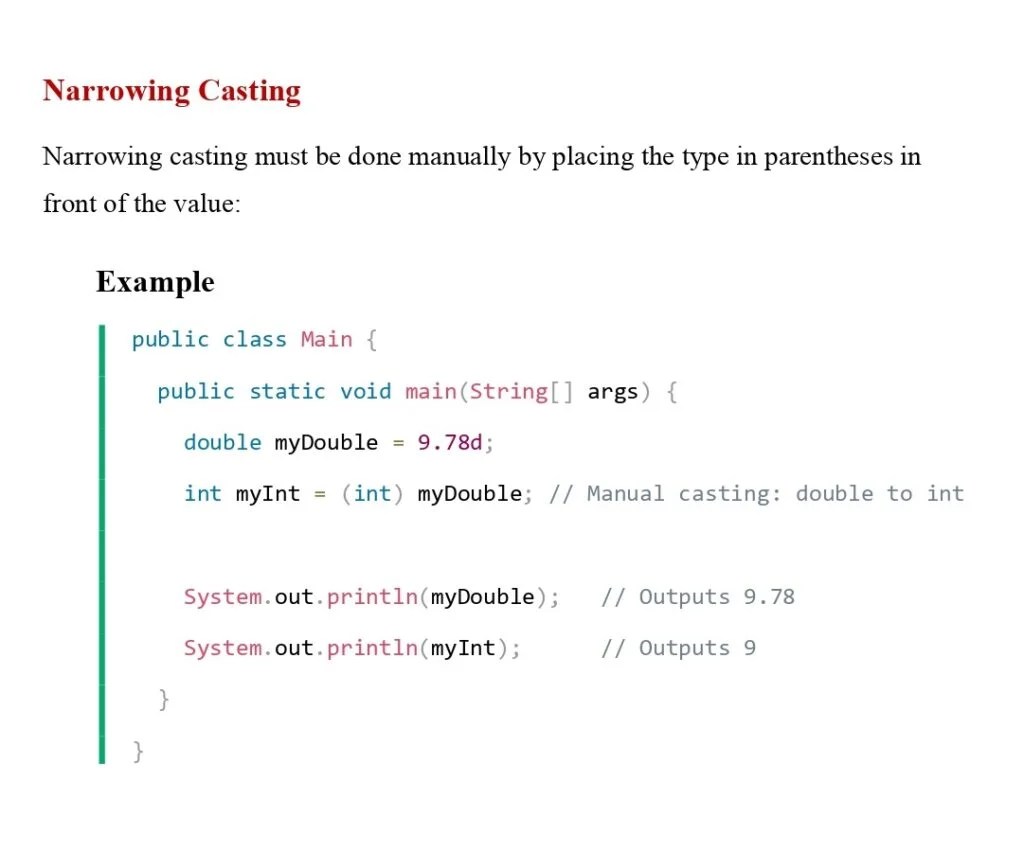 Learn Java Type Casting (Session 7) PDF Connect 4 Techs