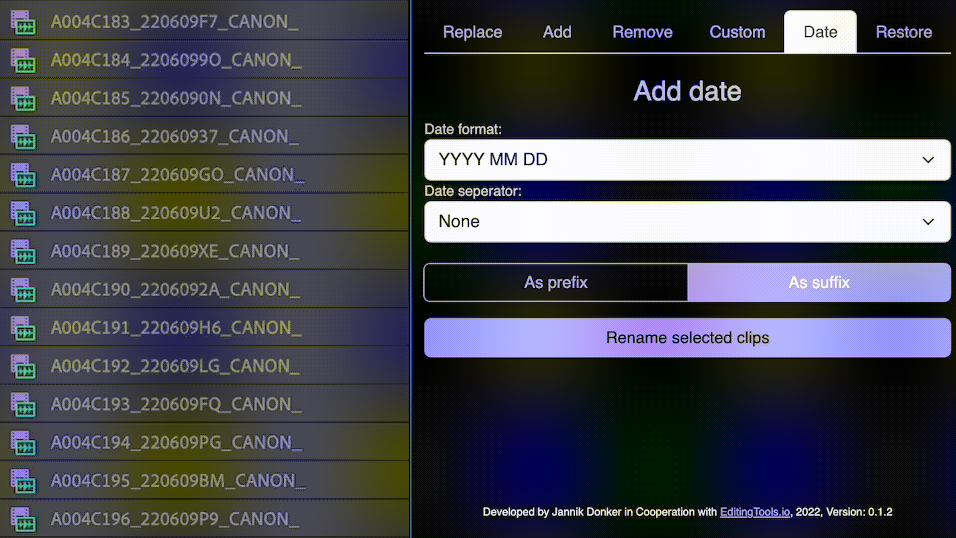 Batch Rename Adobe Premiere Pro Plugin