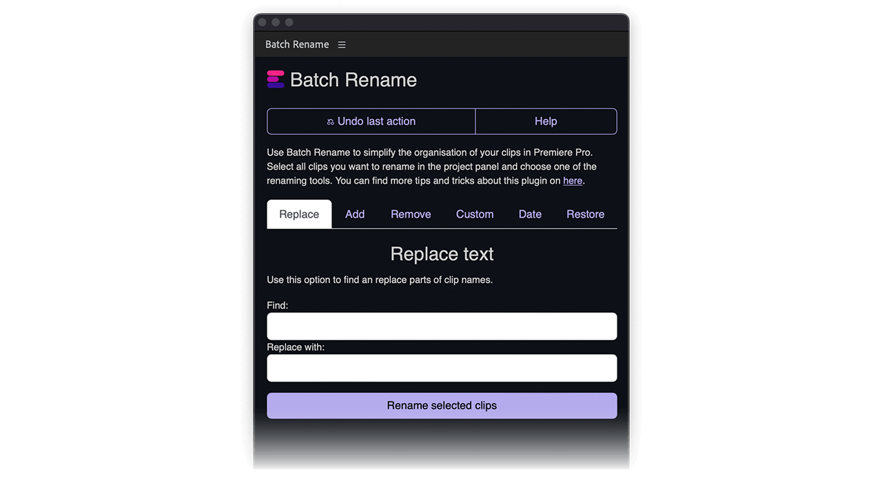 Batch Rename Adobe Premiere Pro Plugin