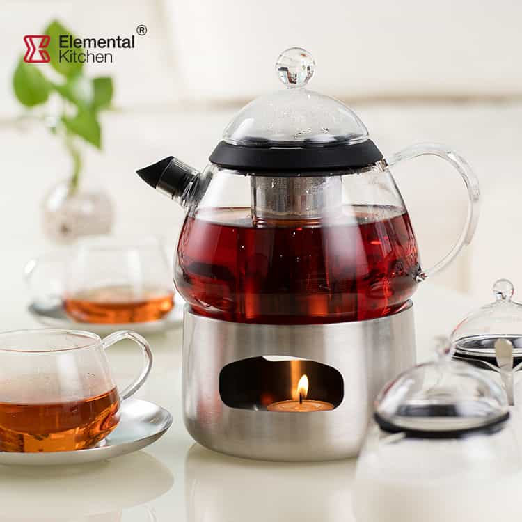 Warming Tea Set Glass and Stainless Steel 68252000