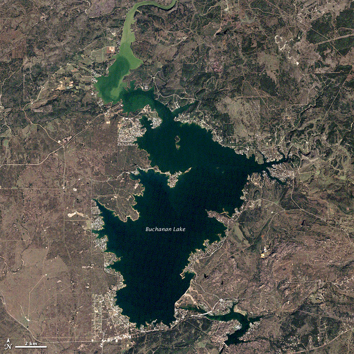 See satellite images of Lake Buchanan in Texas Earth EarthSky