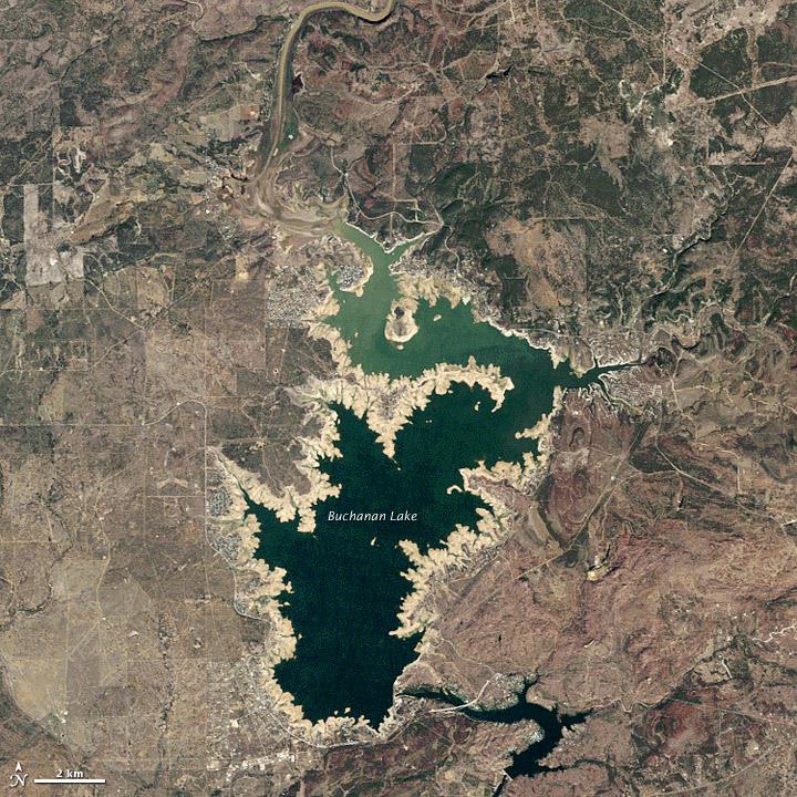 See satellite images of Lake Buchanan in Texas Earth EarthSky