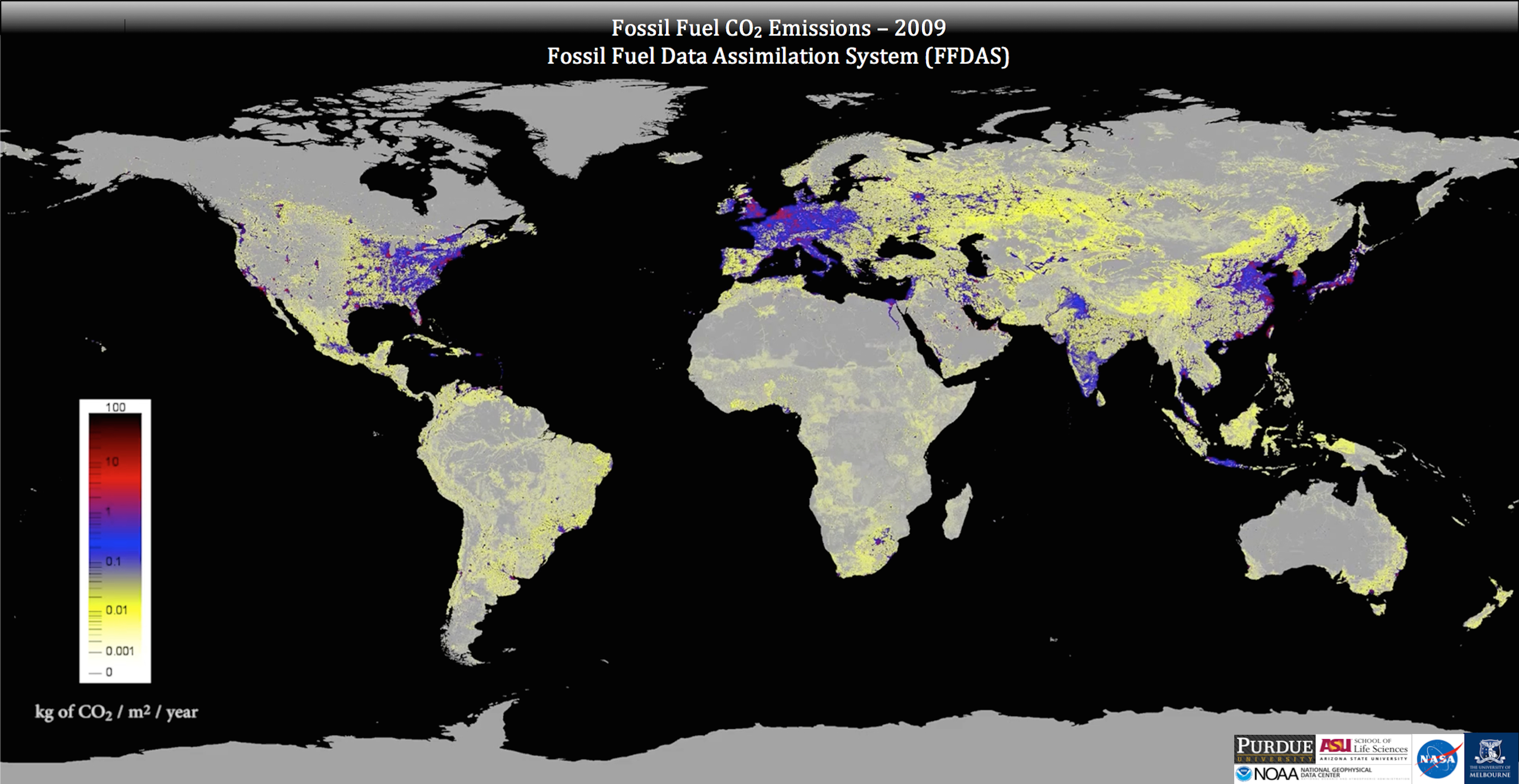 New map of 15 years of CO2 emissions Earth EarthSky