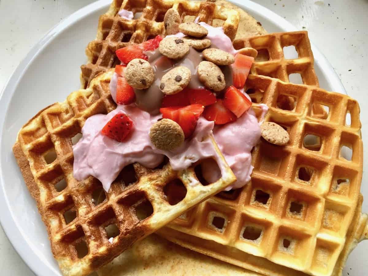 Fluffy Light Protein Banana Waffles Recipe ProteinWaffles