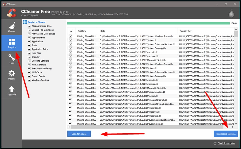 How to clean registry