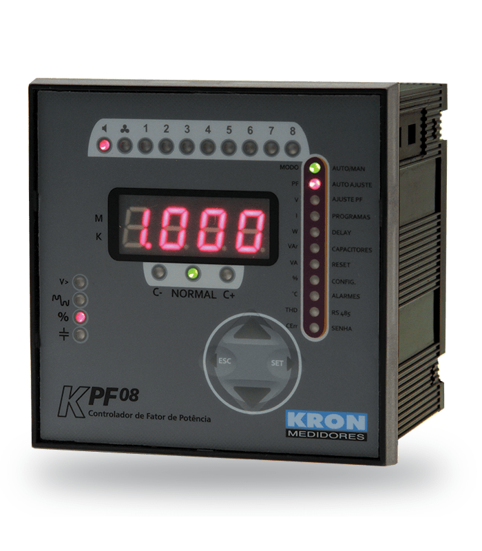 KPF 08 Power Factor Controllers with 8 Steps and 2 alarm outputs