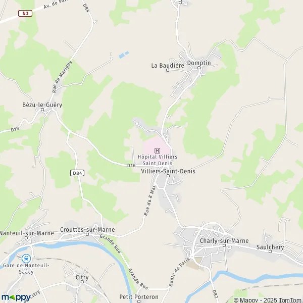 Map VilliersSaintDenis map of VilliersSaintDenis (02310) and