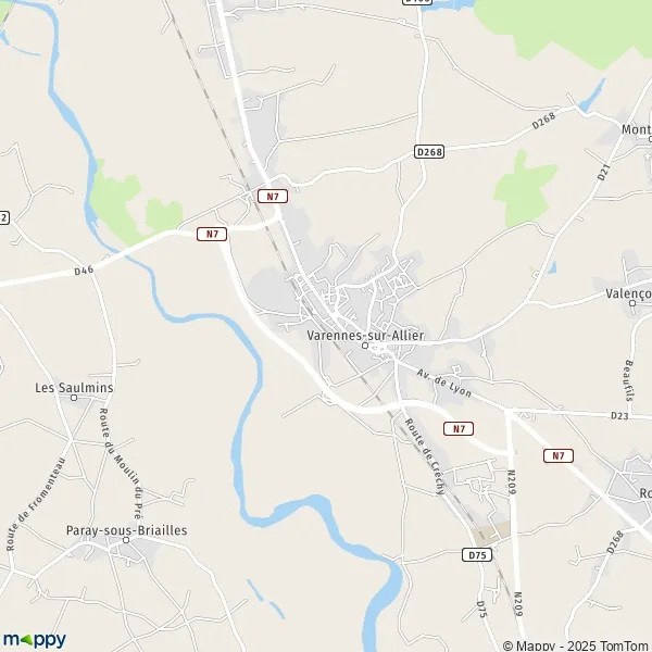 Map VarennessurAllier map of VarennessurAllier (03150) and