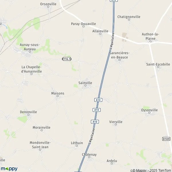 Map Sainville map of Sainville (28700) and practical information