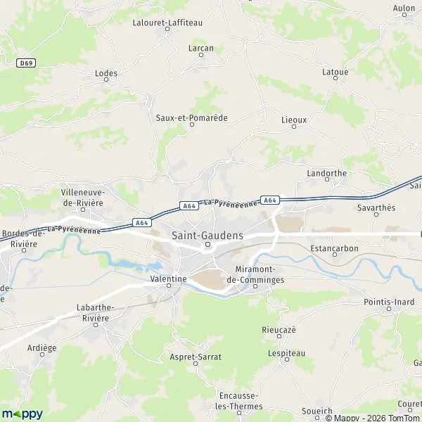 Map SaintGaudens map of SaintGaudens (31800) and practical information