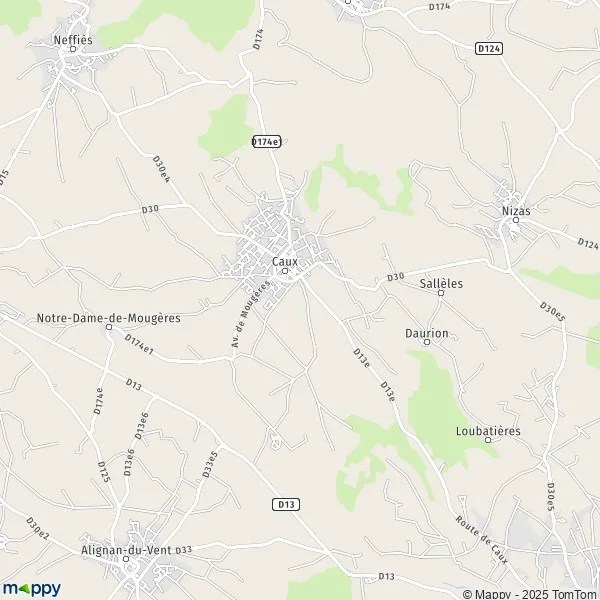 Map Caux map of Caux (34720) and practical information