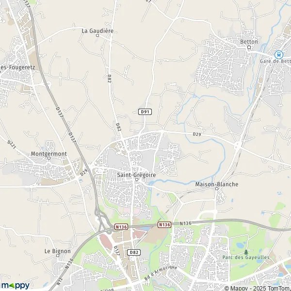 Map SaintGrégoire map of SaintGrégoire (35760) and practical information
