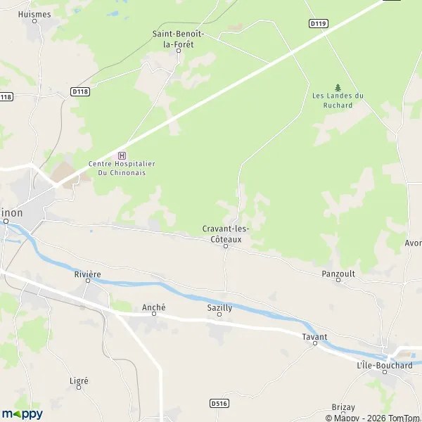 Map CravantlesCôteaux map of CravantlesCôteaux (37500) and practical information