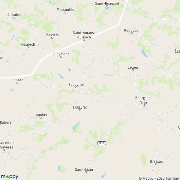 Map Beauville map of Beauville (47470) and practical information