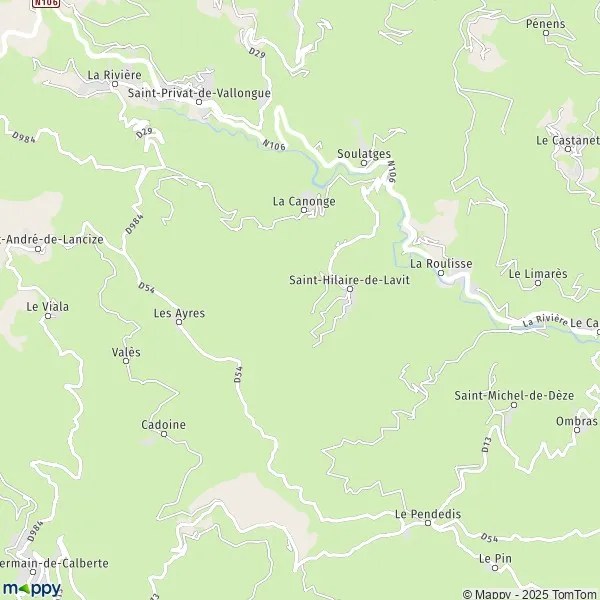 Map SaintHilairedeLavit map of SaintHilairedeLavit (48160) and