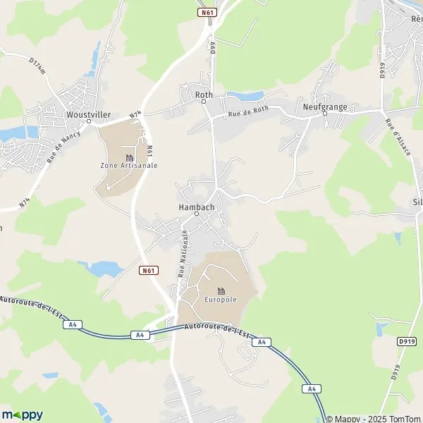 Map Hambach map of Hambach (57910) and practical information