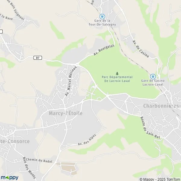 Map Marcyl'Étoile map of Marcyl'Étoile (69280) and practical information