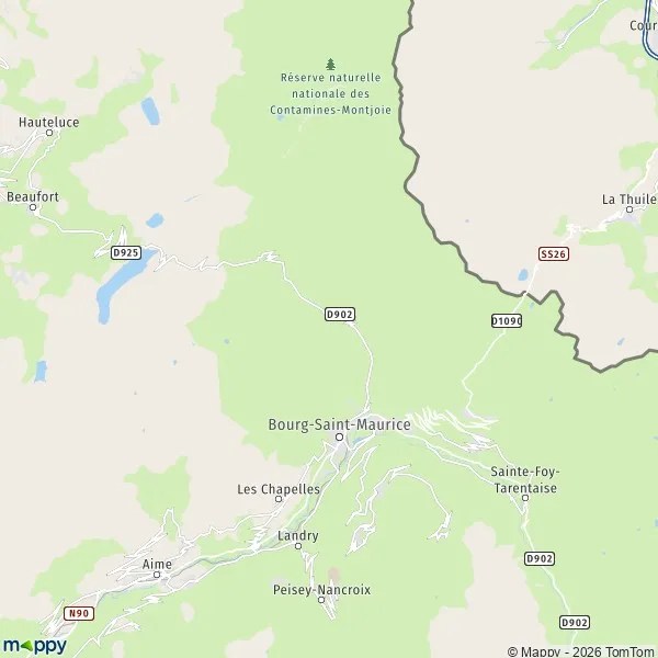 Map BourgSaintMaurice map of BourgSaintMaurice (73700) and practical information