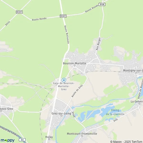 Map BourronMarlotte map of BourronMarlotte (77780) and practical